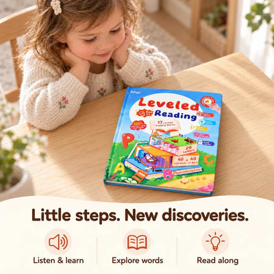 Leveled Reading Sound Book cover: 17 leveled stories, 200+ words, 26 letters